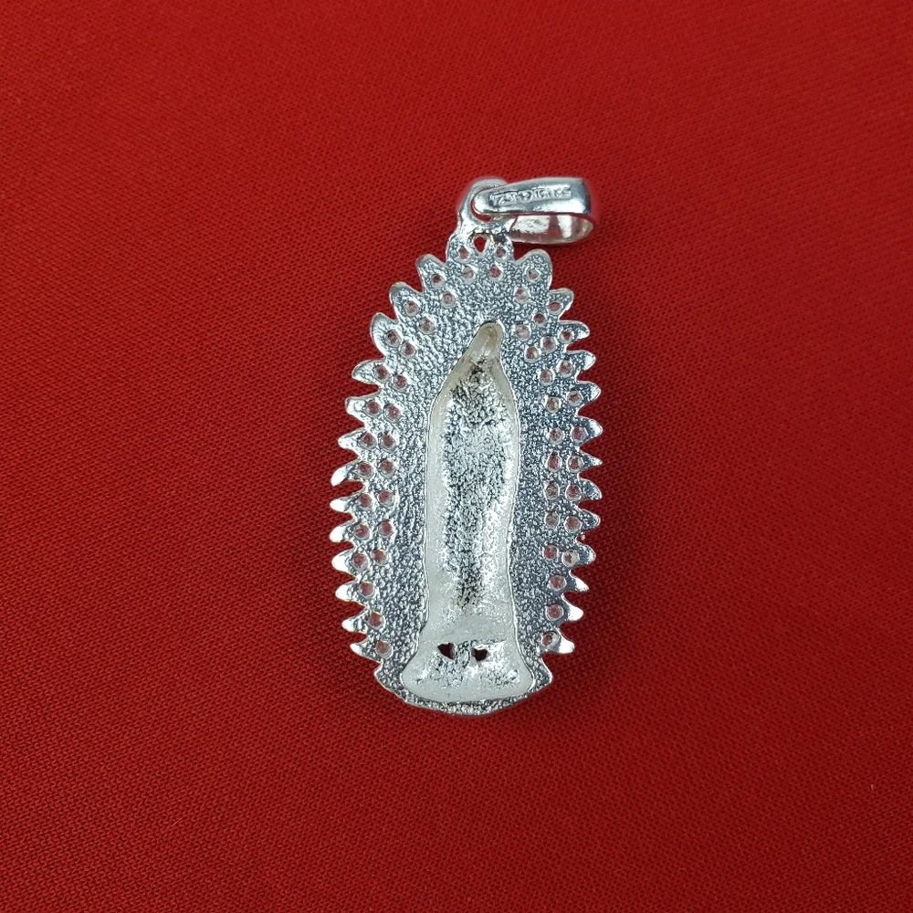 925 sterling silver men's virgin‎ Mary pendant with zircon
